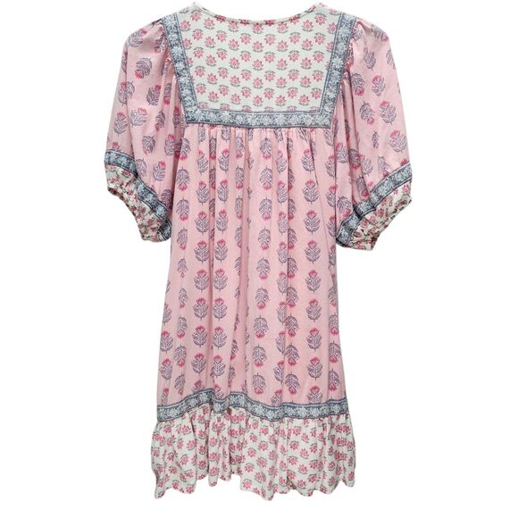 Old Navy Peasant Swing Dress Womens Large Pink Floral Tassels Cottagecore - Picture 4 of 12
